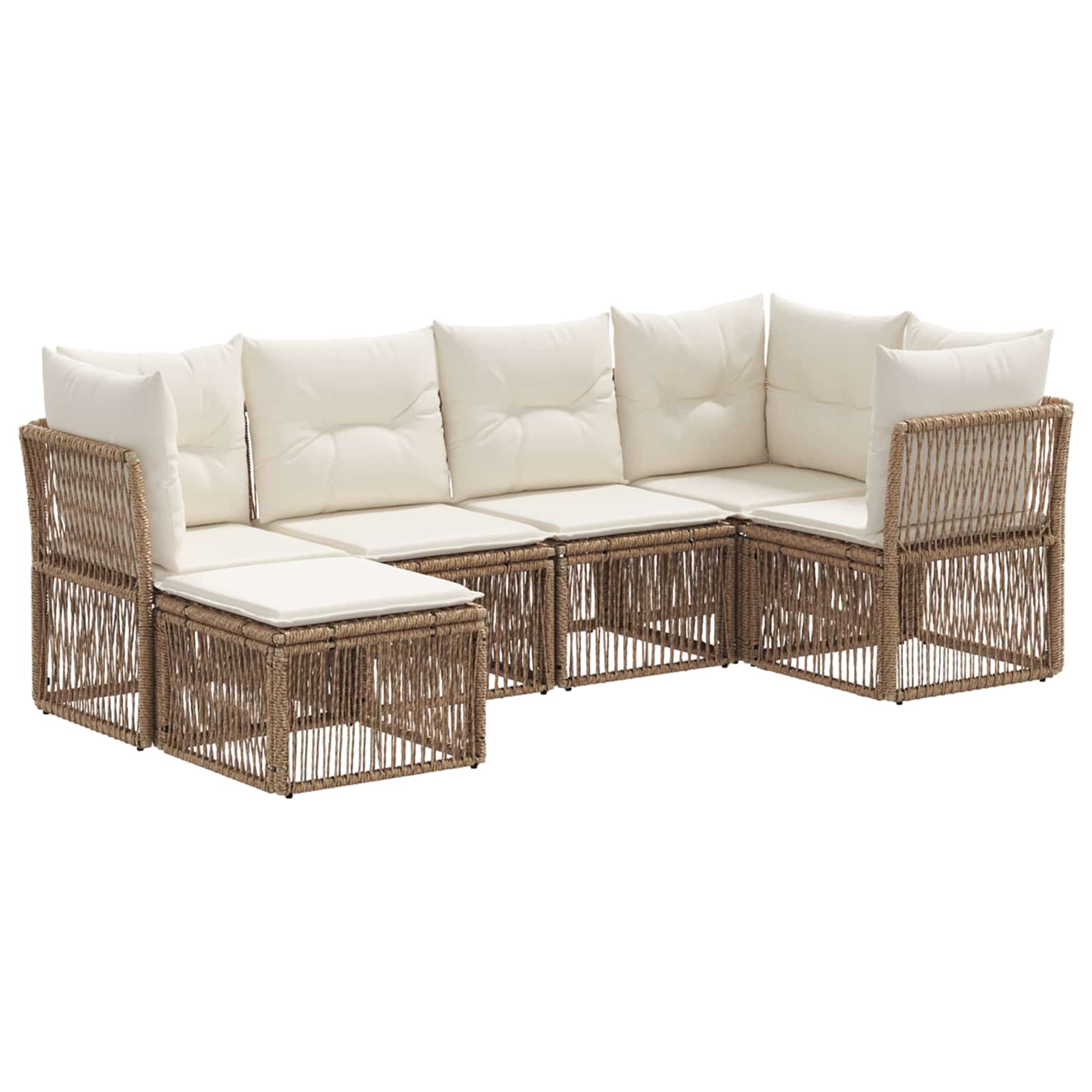 vidaXL Tuinbankenset 7 pcs Zwart poly rattan