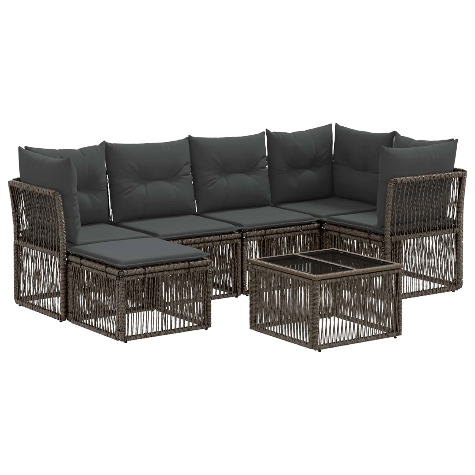 vidaXL Tuinbankenset 7 pcs Zwart poly rattan