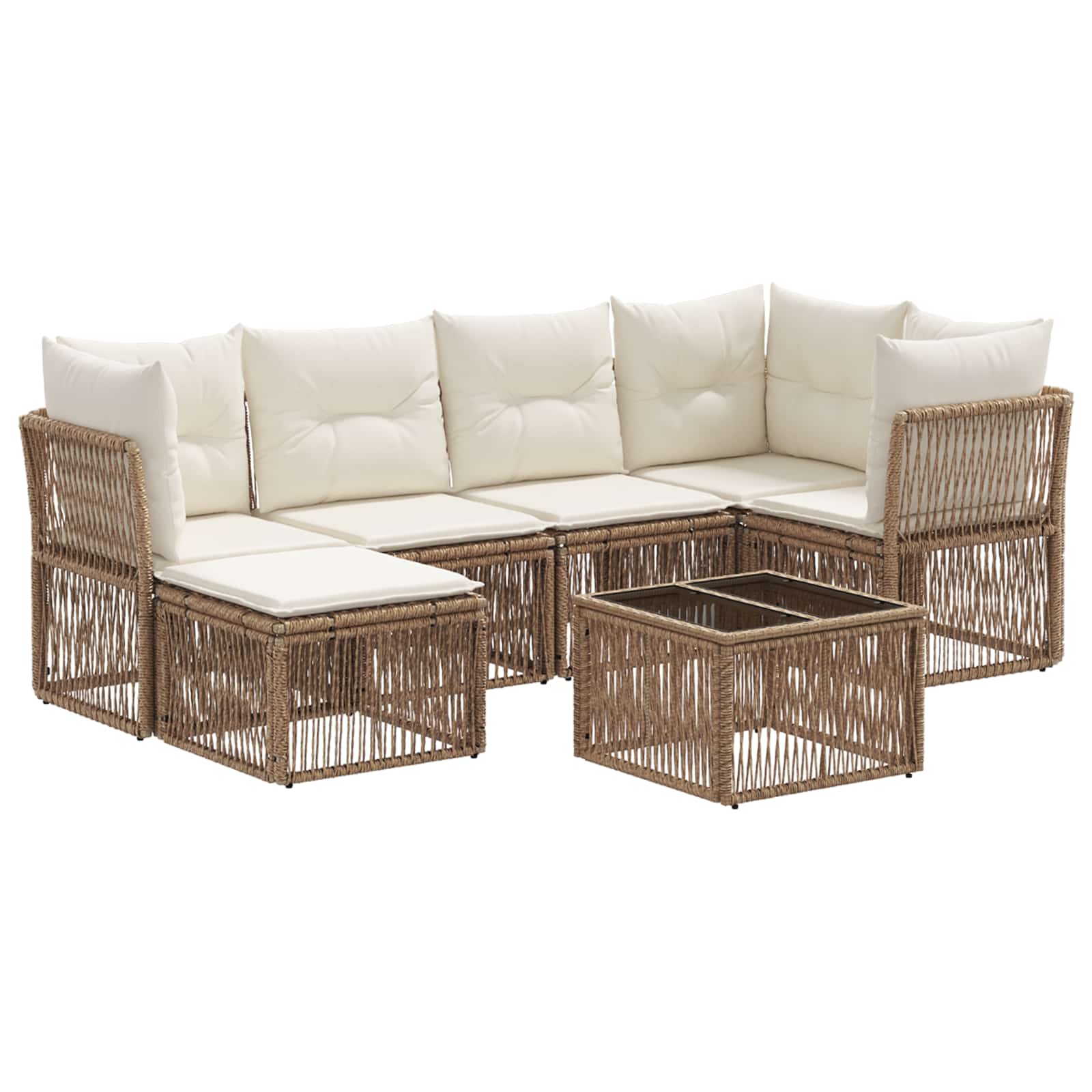 vidaXL Tuinbankenset 7 pcs Zwart poly rattan