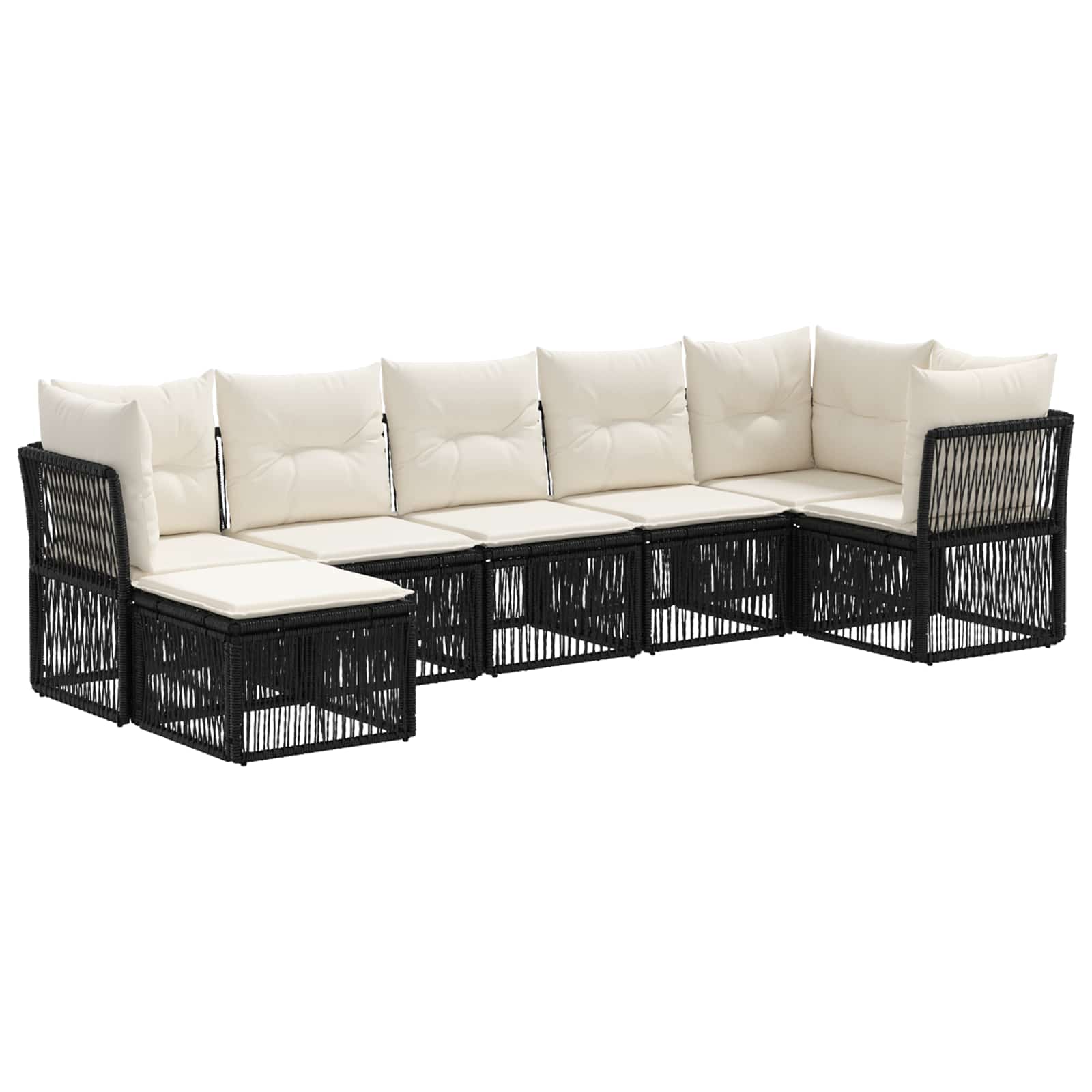 vidaXL Tuinbankenset 8 pcs Zwart poly rattan