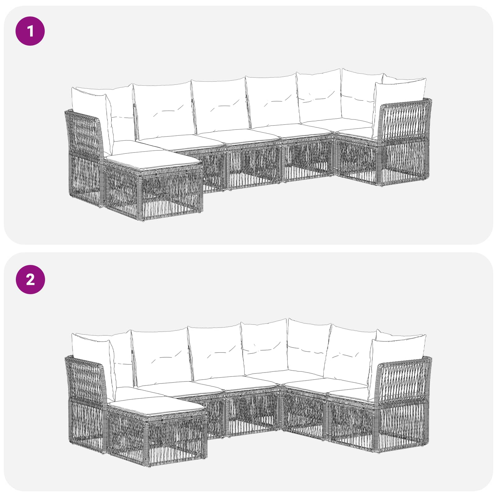 vidaXL Tuinbankenset 8 pcs Zwart poly rattan