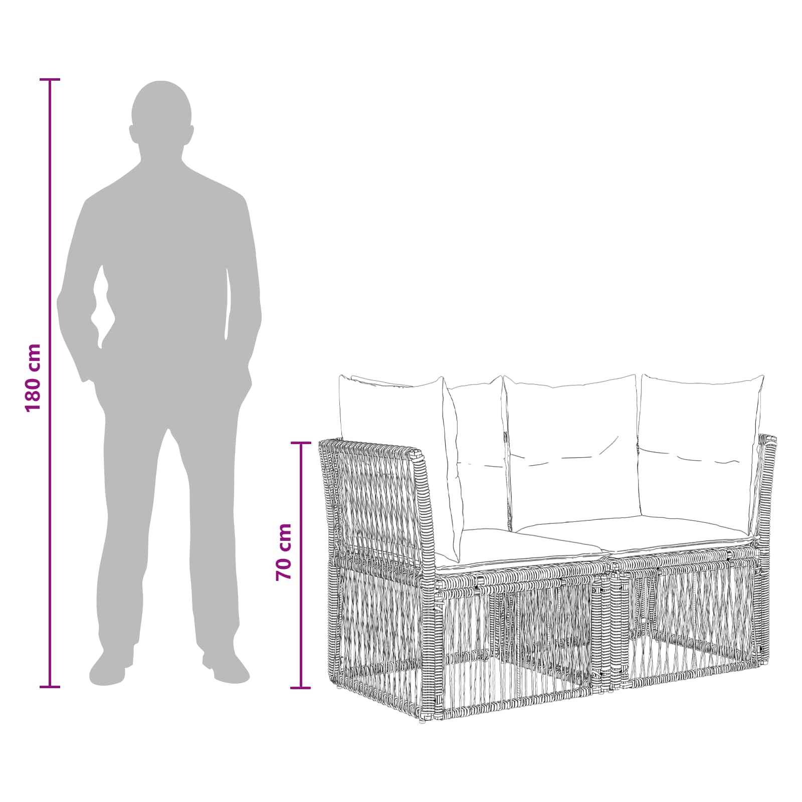 vidaXL Tuinbankenset 8 pcs Zwart poly rattan