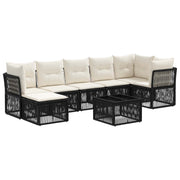 vidaXL Tuinbankenset 8 pcs Zwart poly rattan