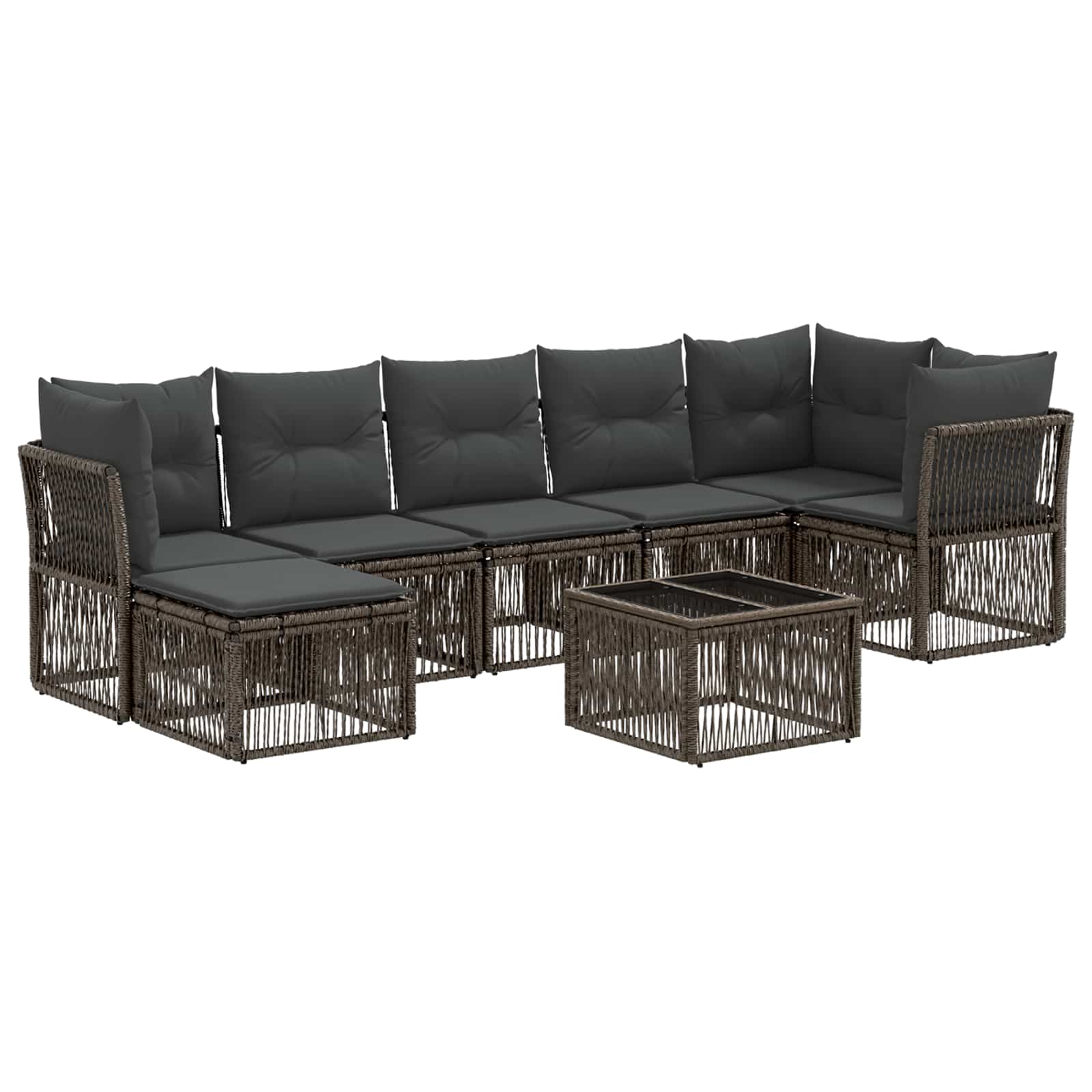 vidaXL Tuinbankenset 8 pcs Zwart poly rattan
