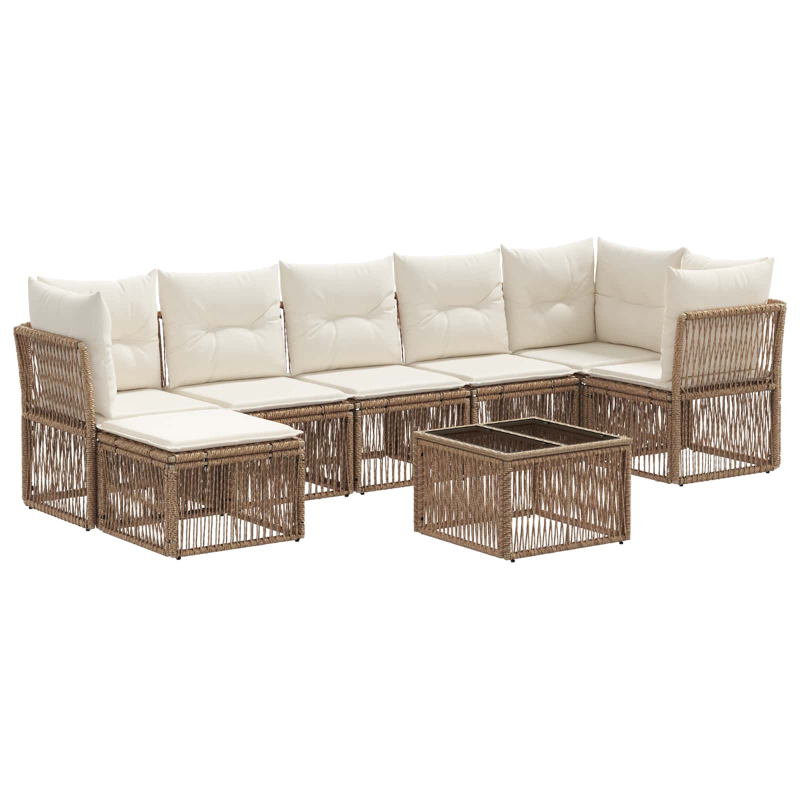 vidaXL Tuinbankenset 8 pcs Zwart poly rattan