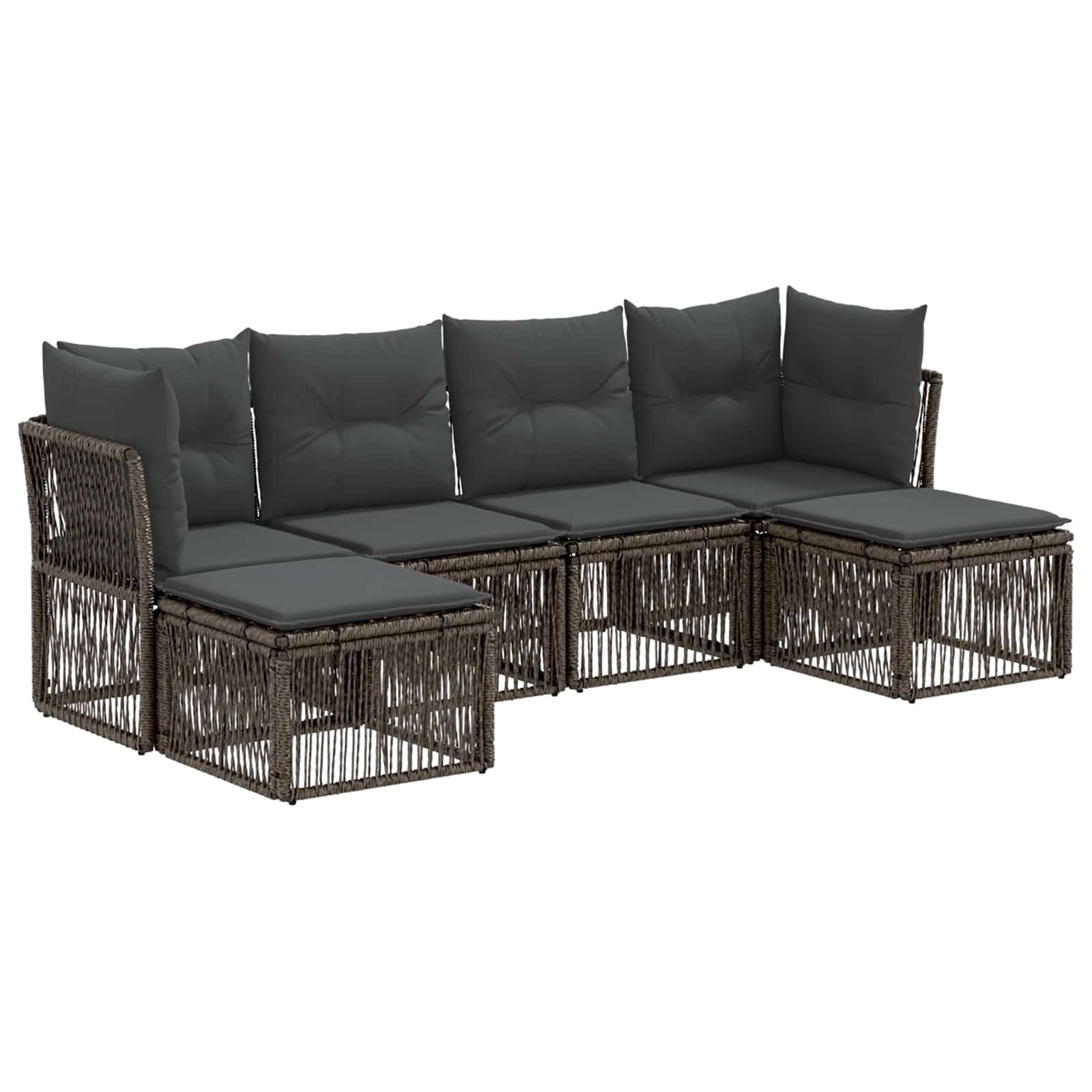 vidaXL Tuinbankenset 7 pcs Zwart poly rattan