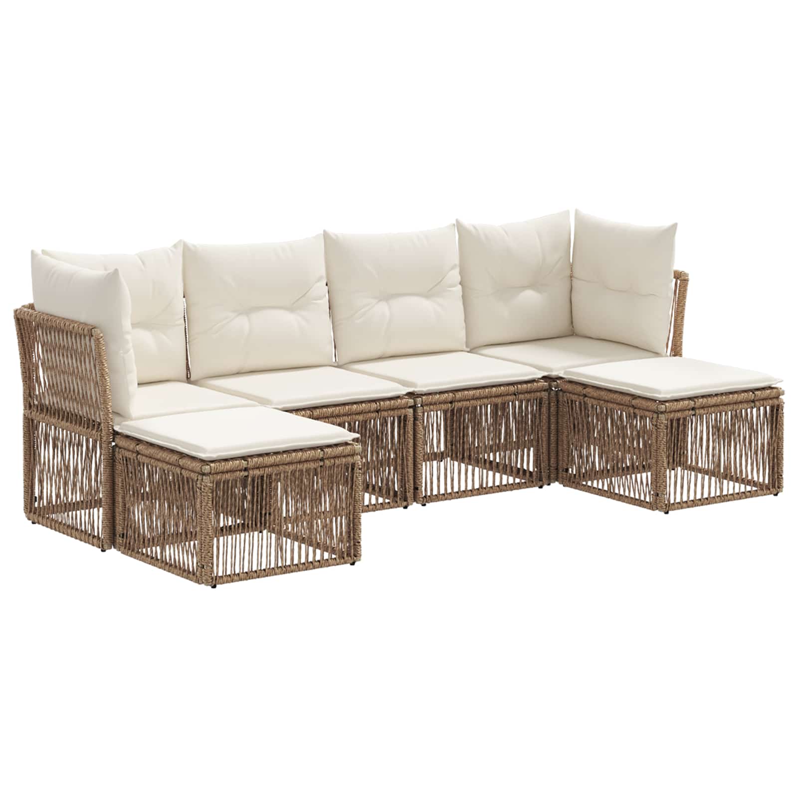 vidaXL Tuinbankenset 7 pcs Zwart poly rattan