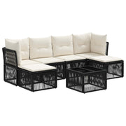 vidaXL Tuinbankenset 7 pcs Zwart poly rattan