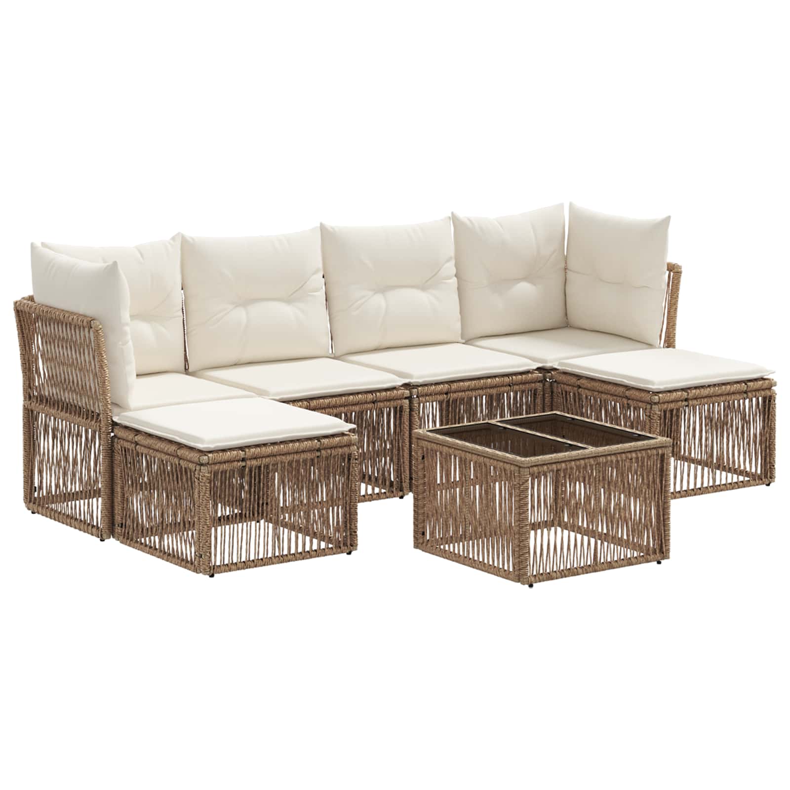 vidaXL Tuinbankenset 7 pcs Zwart poly rattan