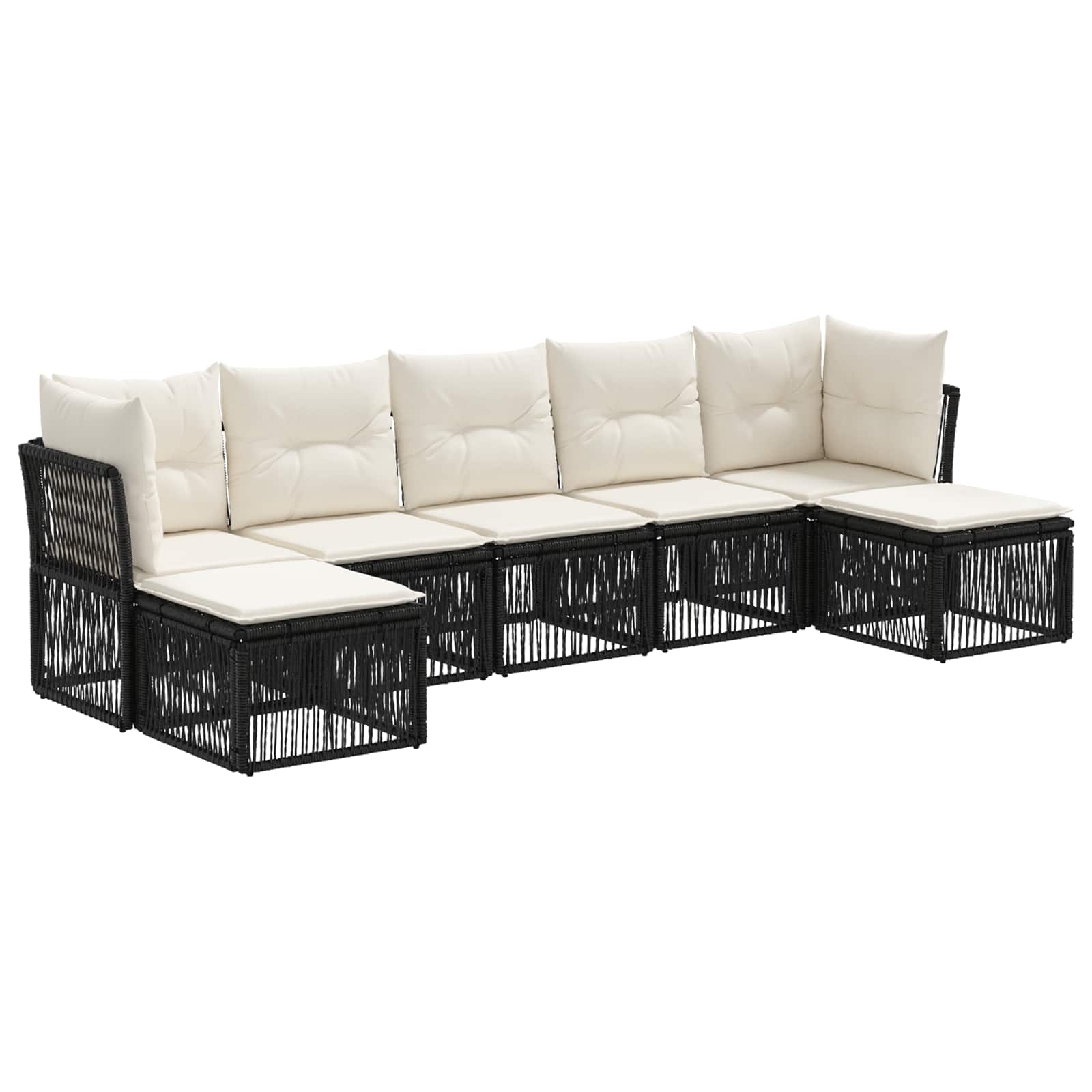 vidaXL Tuinbankenset 8 pcs Zwart poly rattan