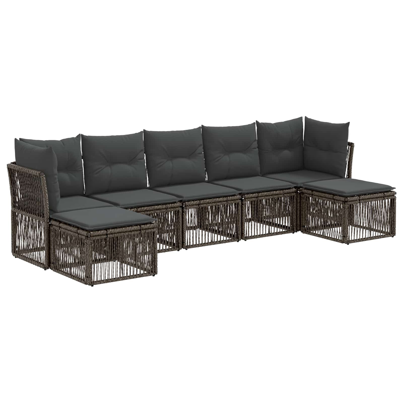 vidaXL Tuinbankenset 8 pcs Zwart poly rattan