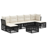 vidaXL Tuinbankenset 8 pcs Zwart poly rattan