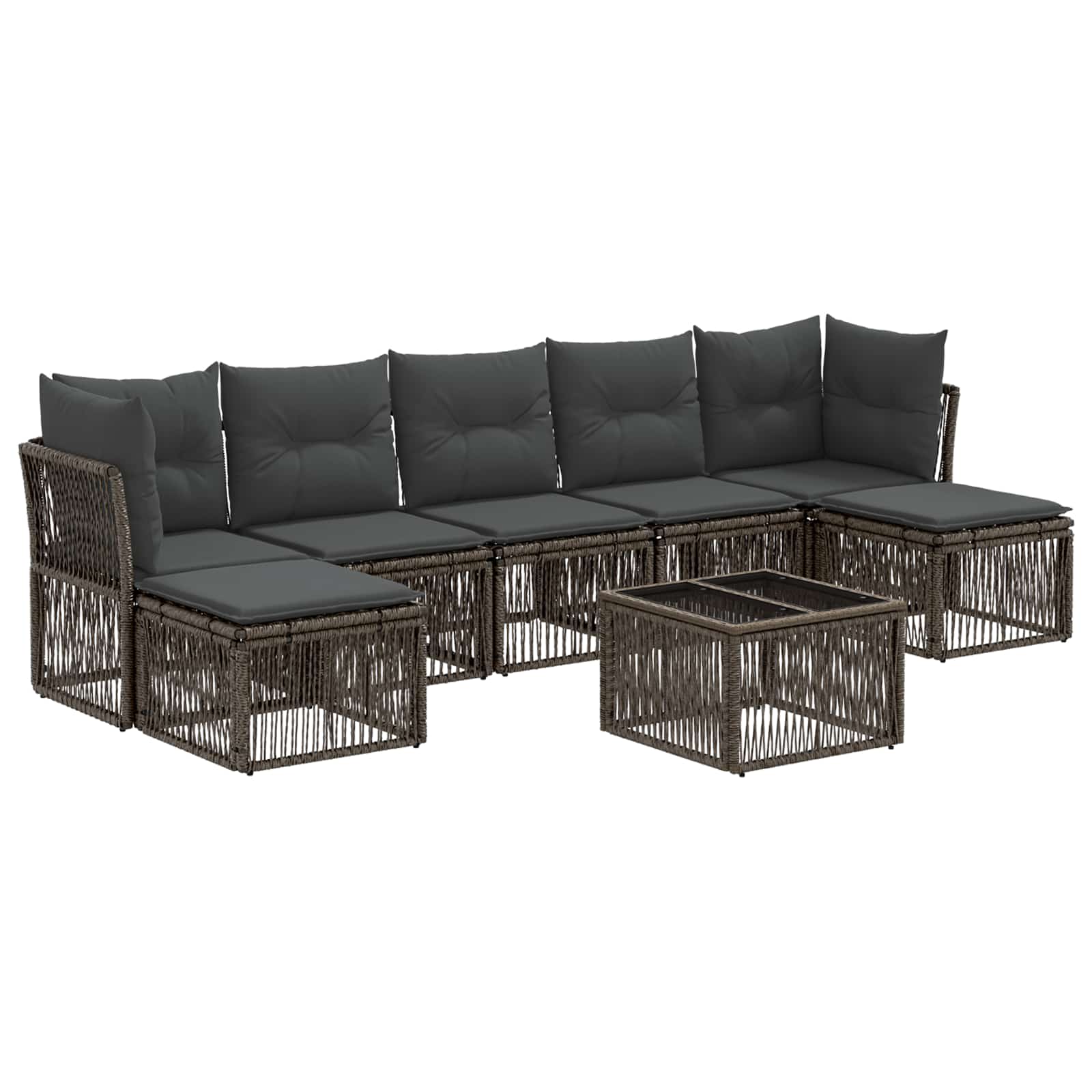 vidaXL Tuinbankenset 8 pcs Zwart poly rattan