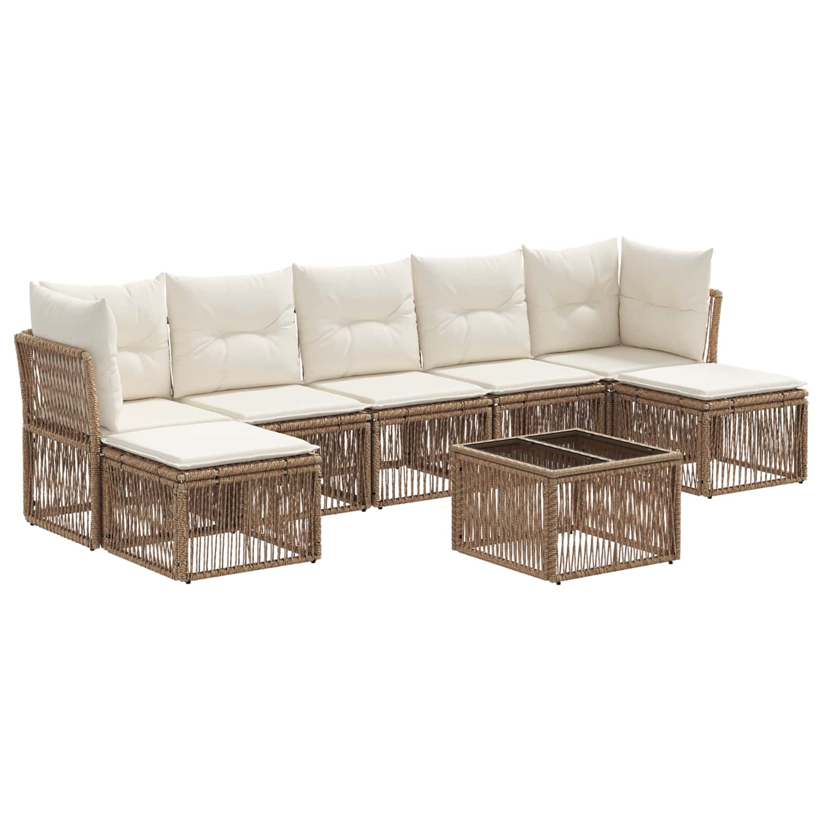 vidaXL Tuinbankenset 8 pcs Zwart poly rattan