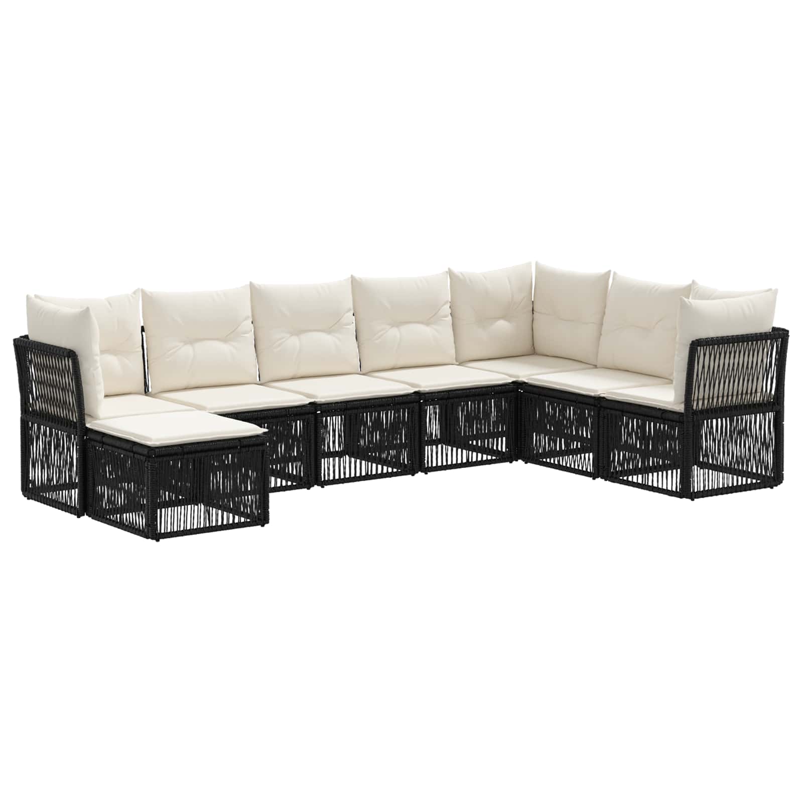 vidaXL Tuinbankenset 9 pcs Zwart poly rattan