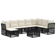 vidaXL Tuinbankenset 9 pcs Zwart poly rattan