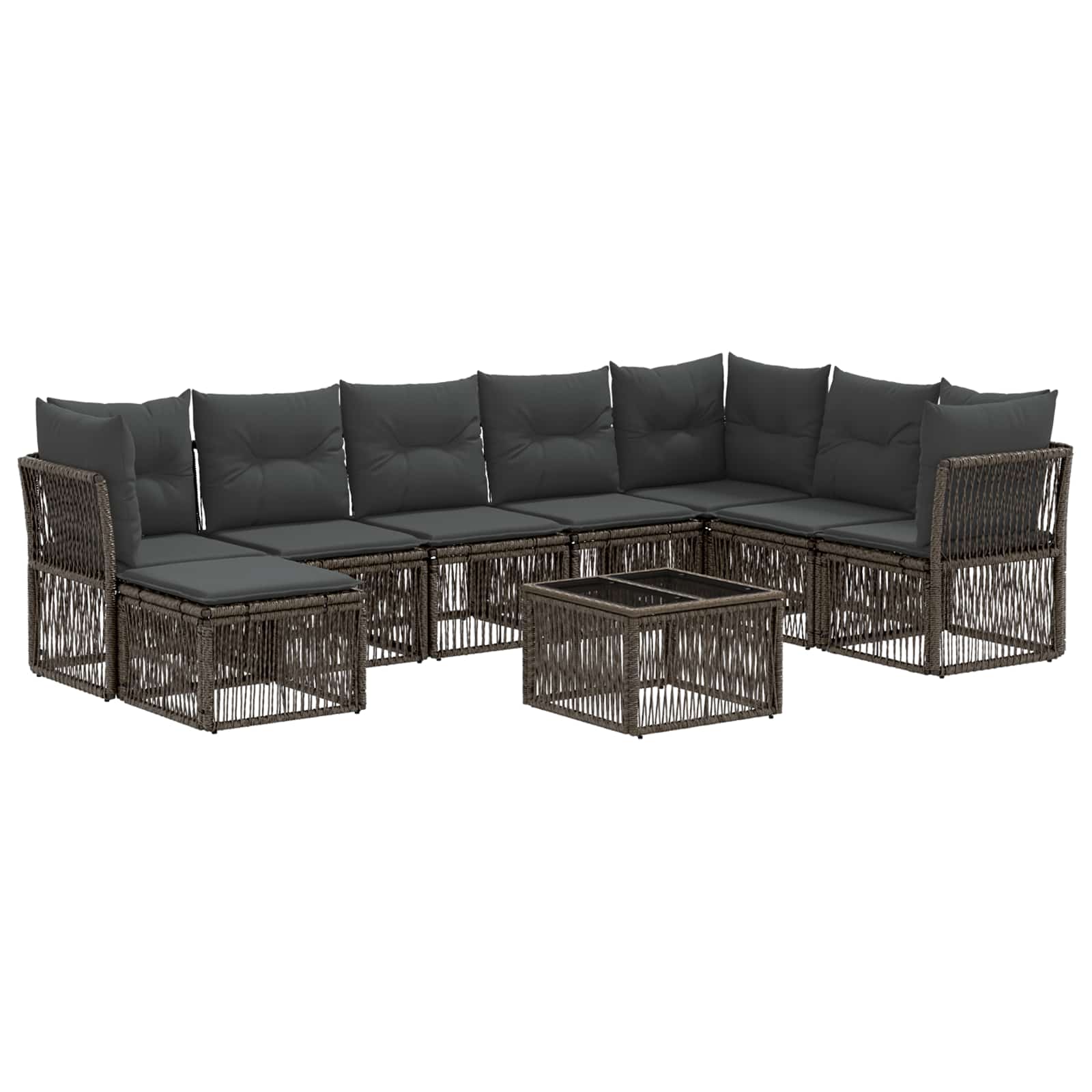 vidaXL Tuinbankenset 9 pcs Zwart poly rattan