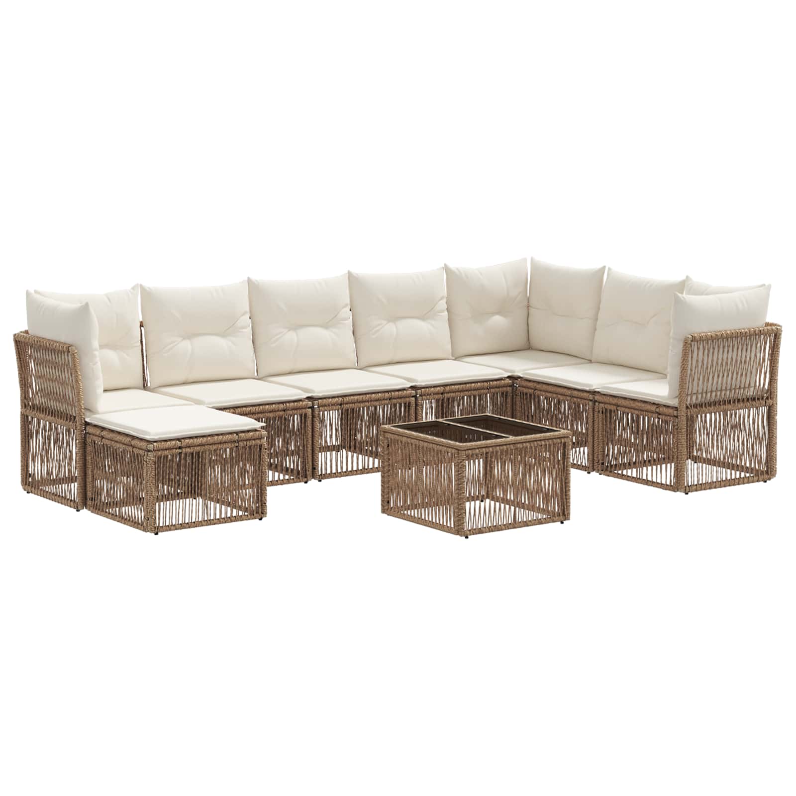vidaXL Tuinbankenset 9 pcs Zwart poly rattan