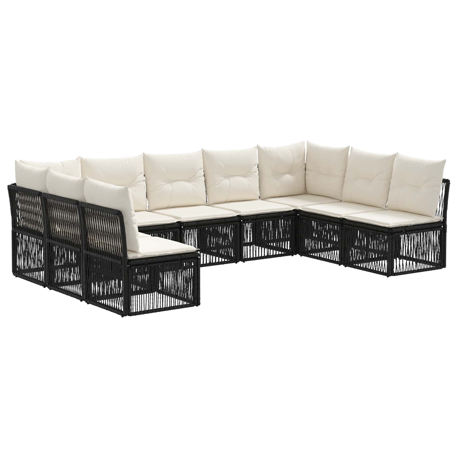 vidaXL Tuinbankenset 10 pcs Zwart poly rattan
