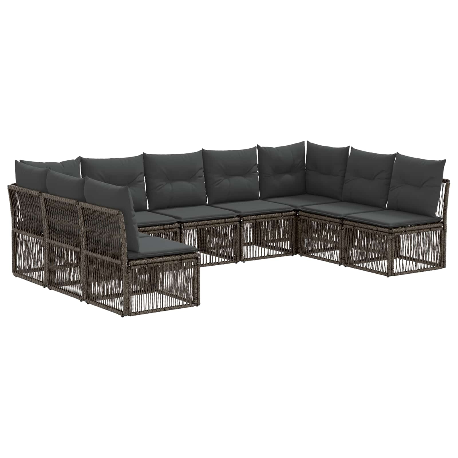 vidaXL Tuinbankenset 10 pcs Zwart poly rattan