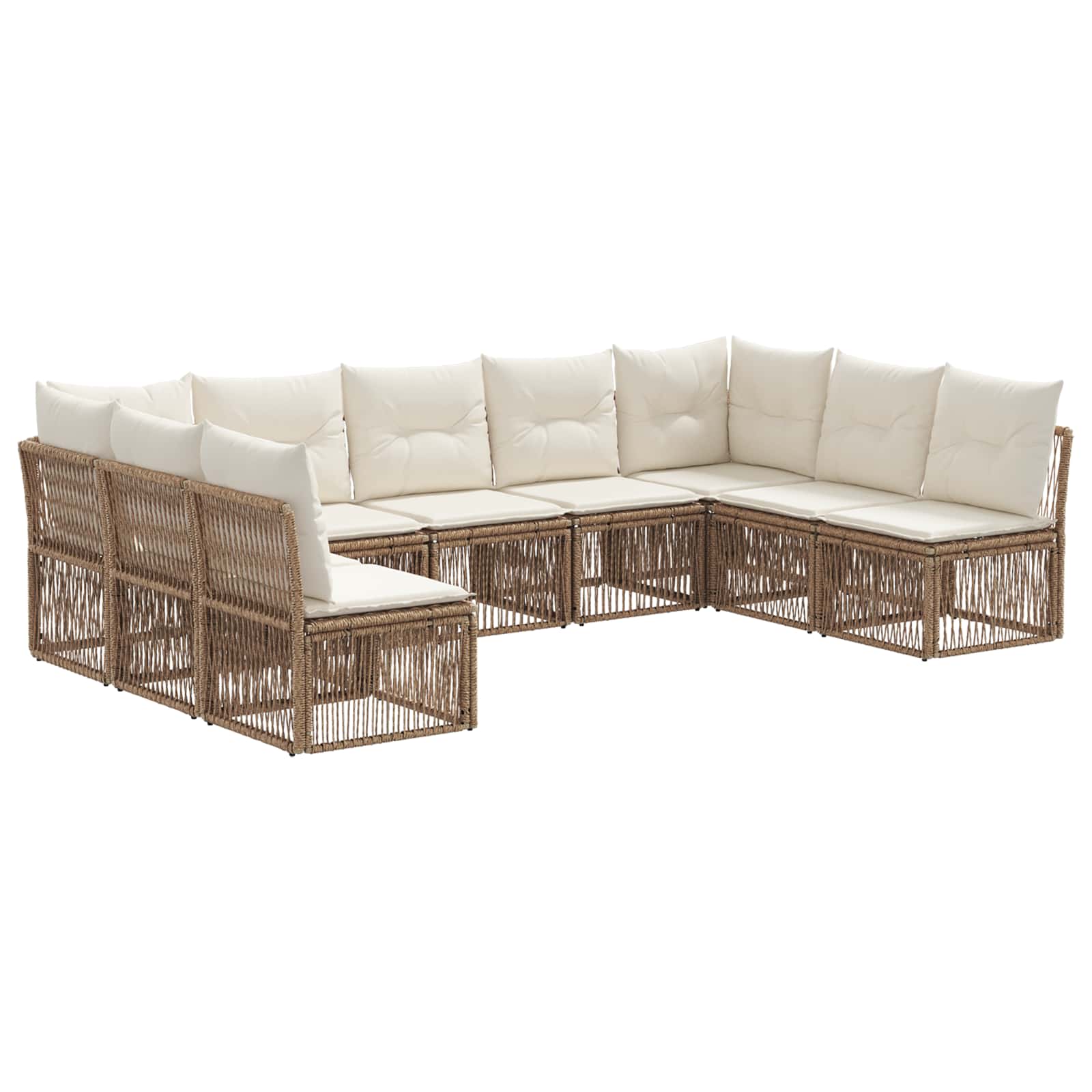 vidaXL Tuinbankenset 10 pcs Zwart poly rattan