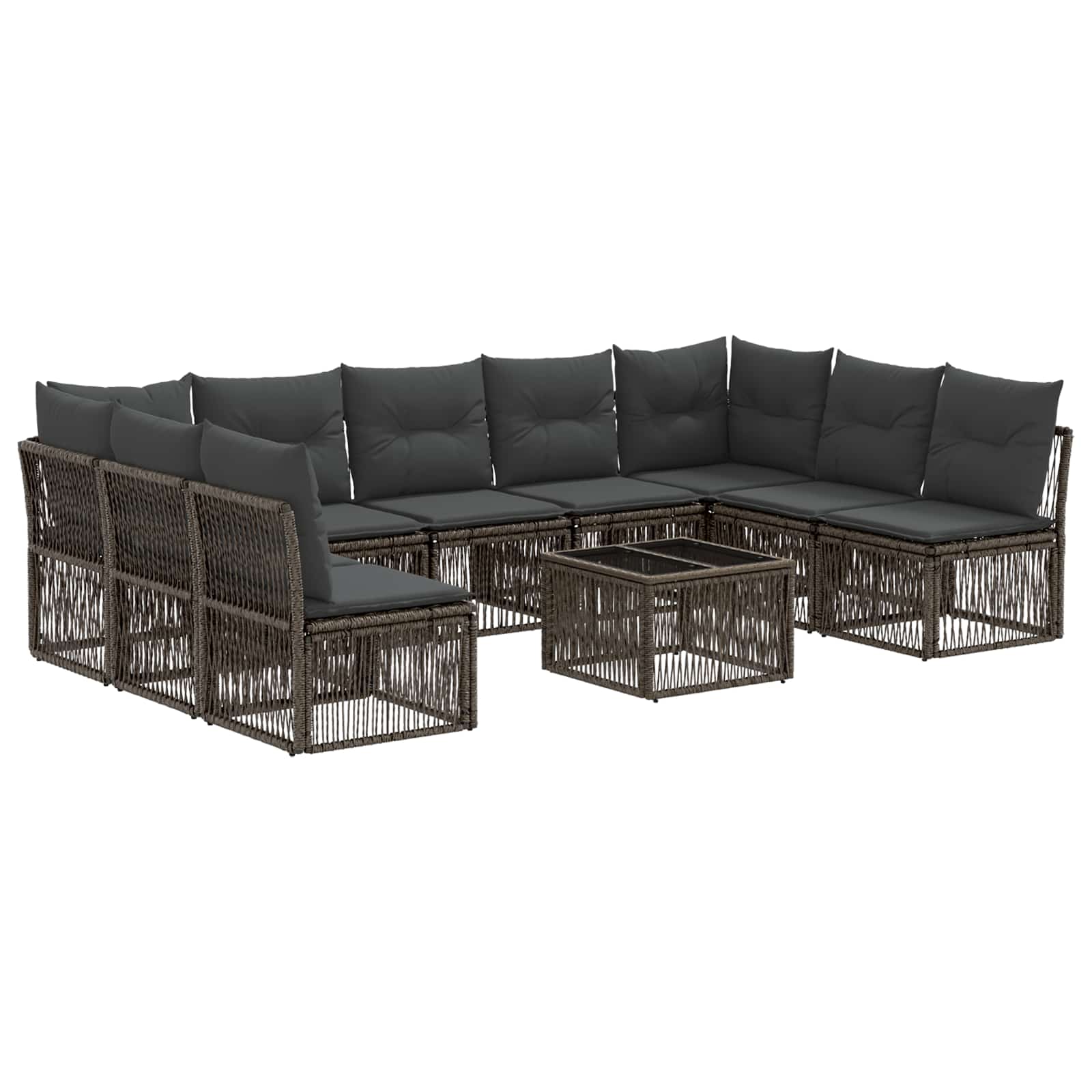 vidaXL Tuinbankenset 10 pcs Zwart poly rattan