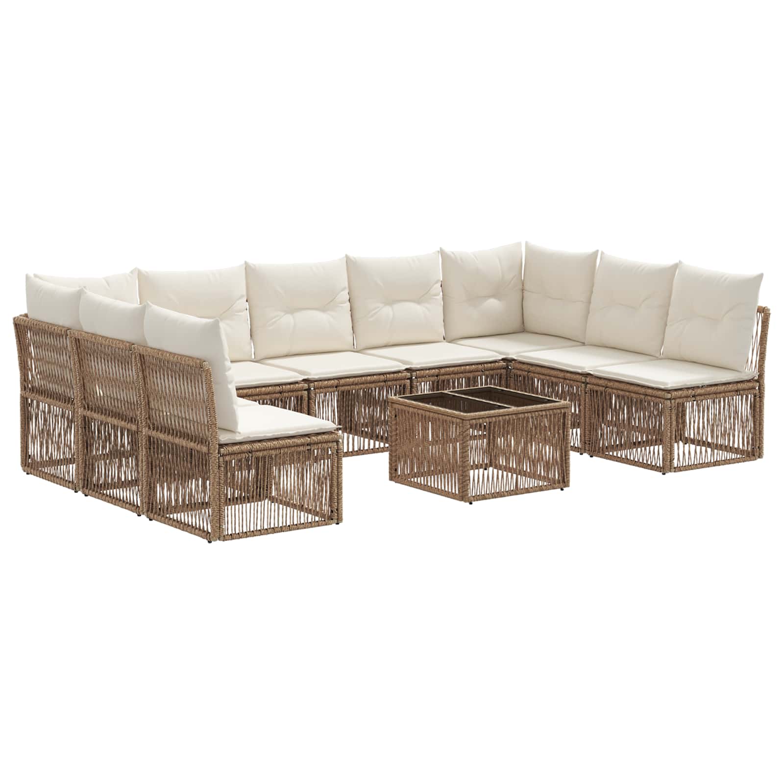 vidaXL Tuinbankenset 10 pcs Zwart poly rattan