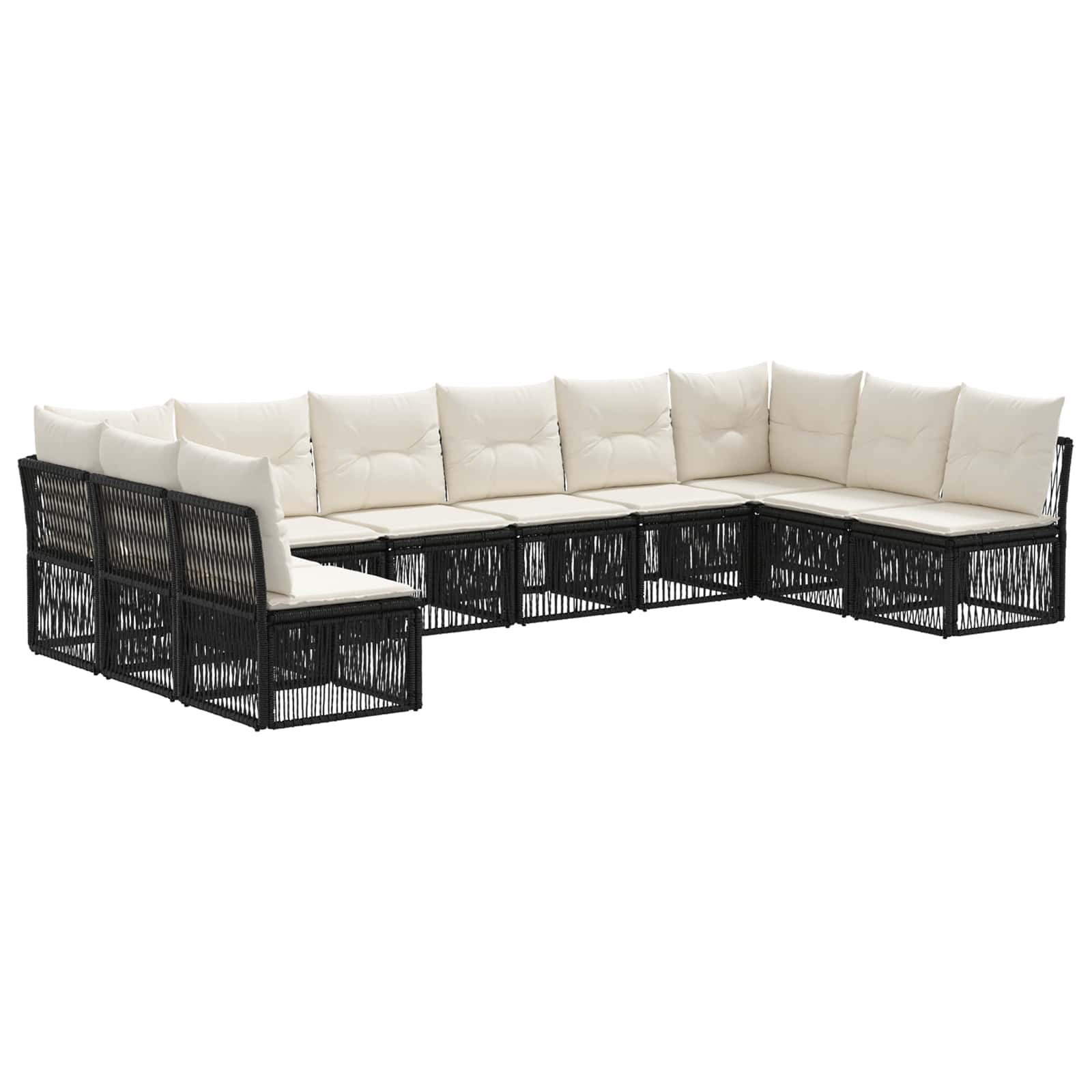 vidaXL Tuinbankenset 11 pcs Zwart poly rattan