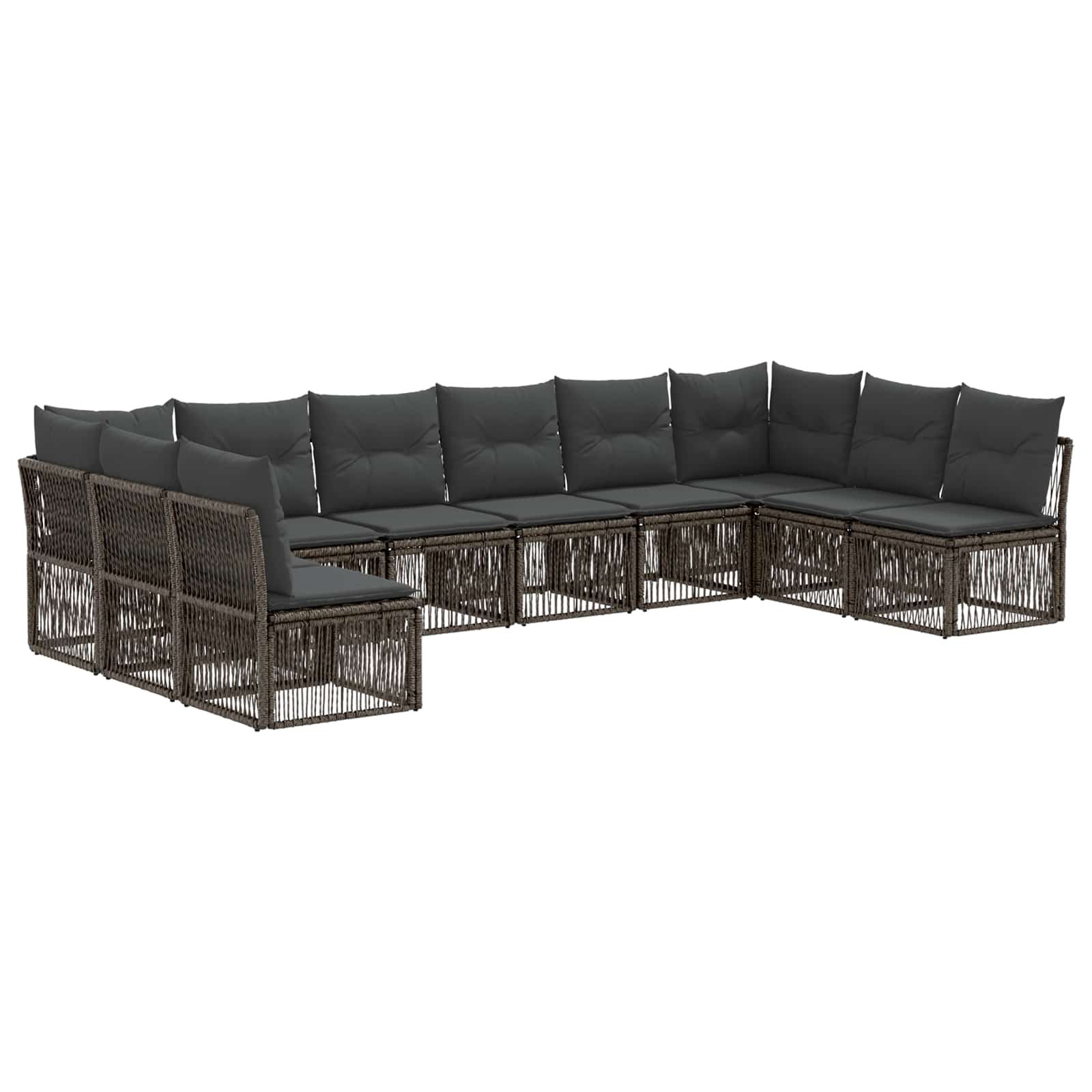vidaXL Tuinbankenset 11 pcs Zwart poly rattan