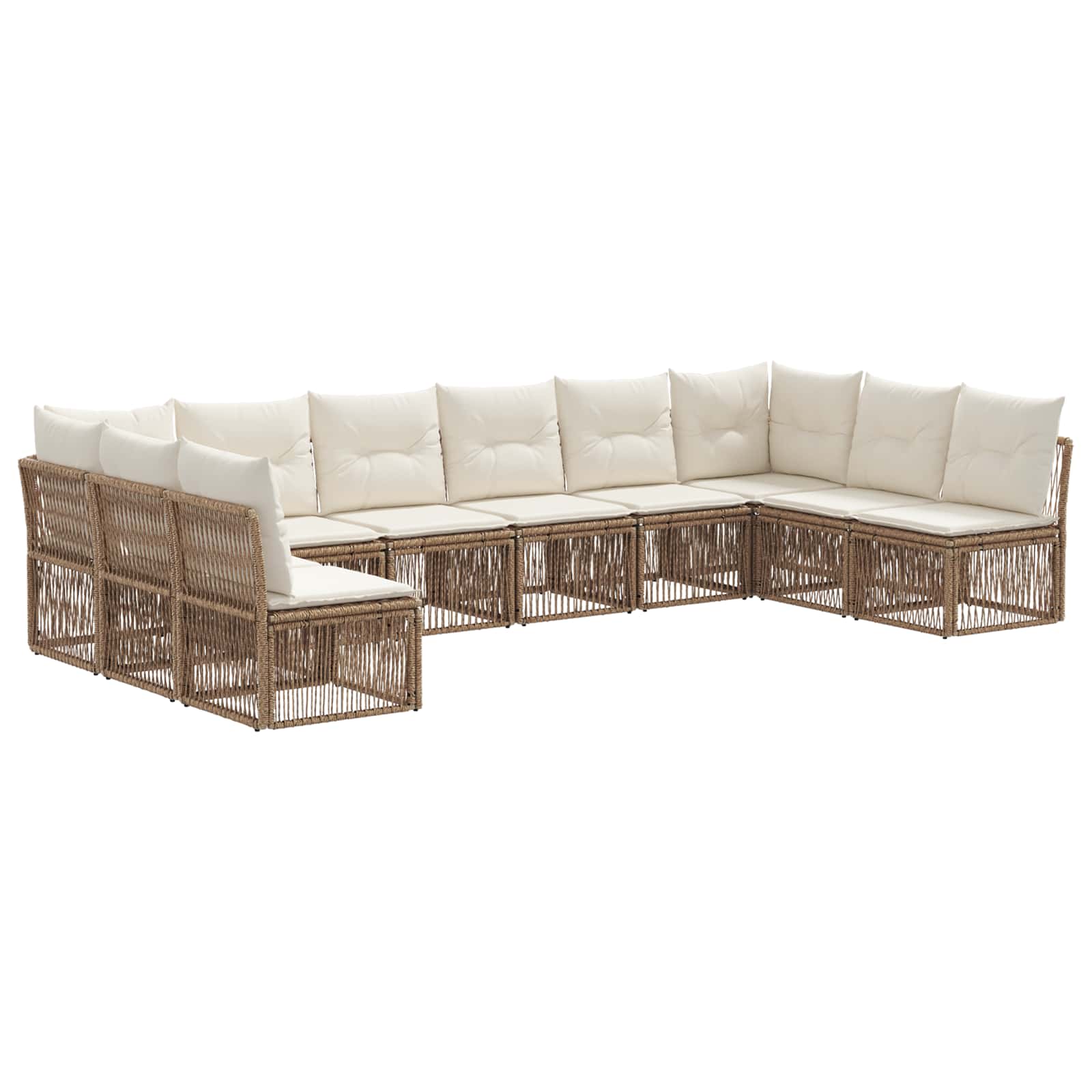 vidaXL Tuinbankenset 11 pcs Zwart poly rattan