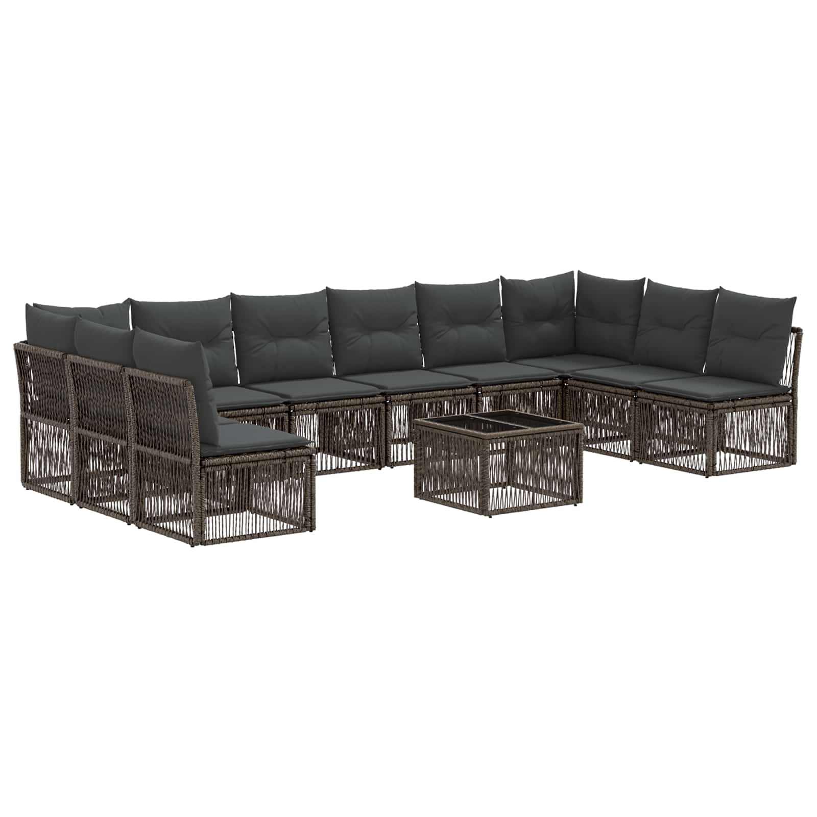 vidaXL Tuinbankenset 11 pcs Zwart poly rattan