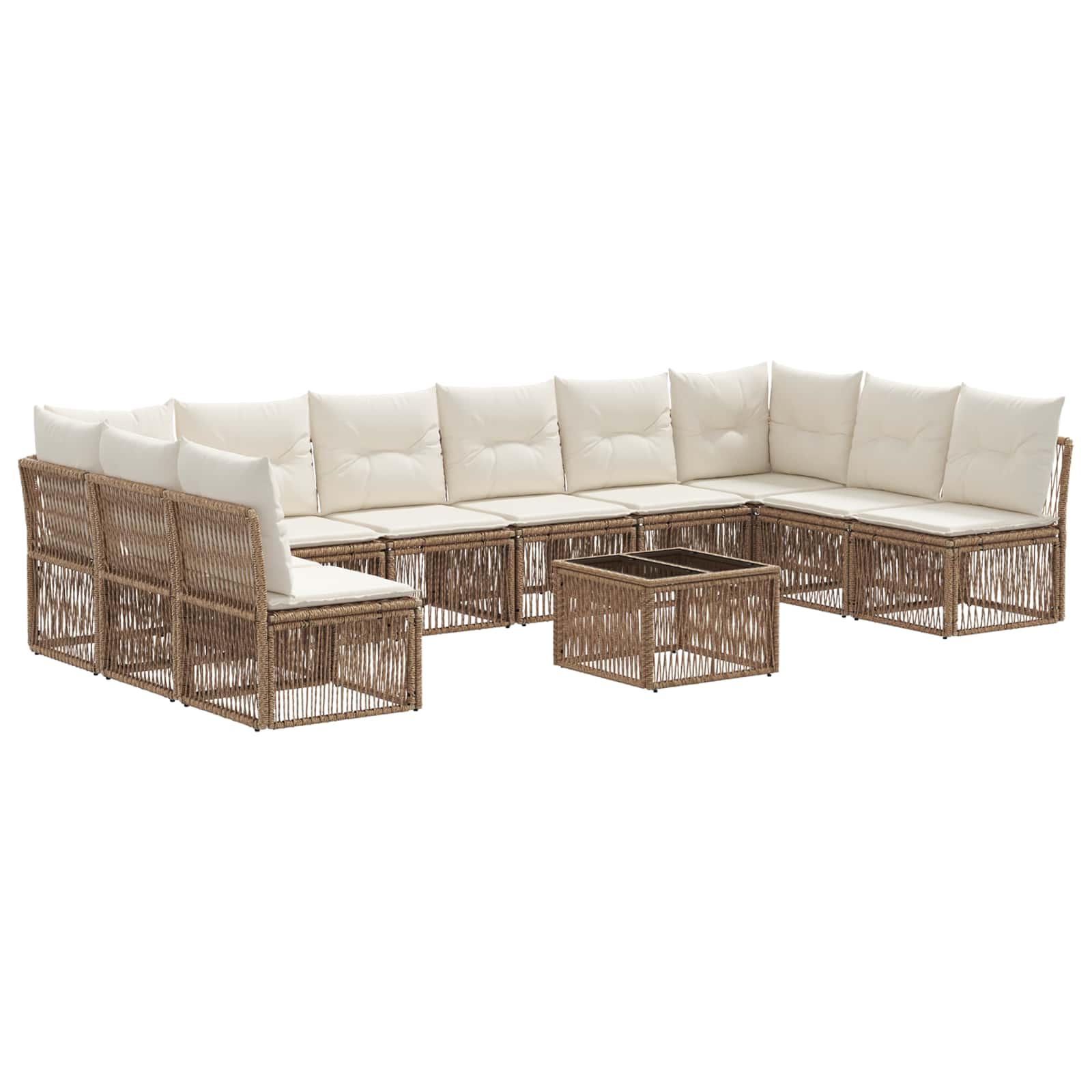 vidaXL Tuinbankenset 11 pcs Zwart poly rattan