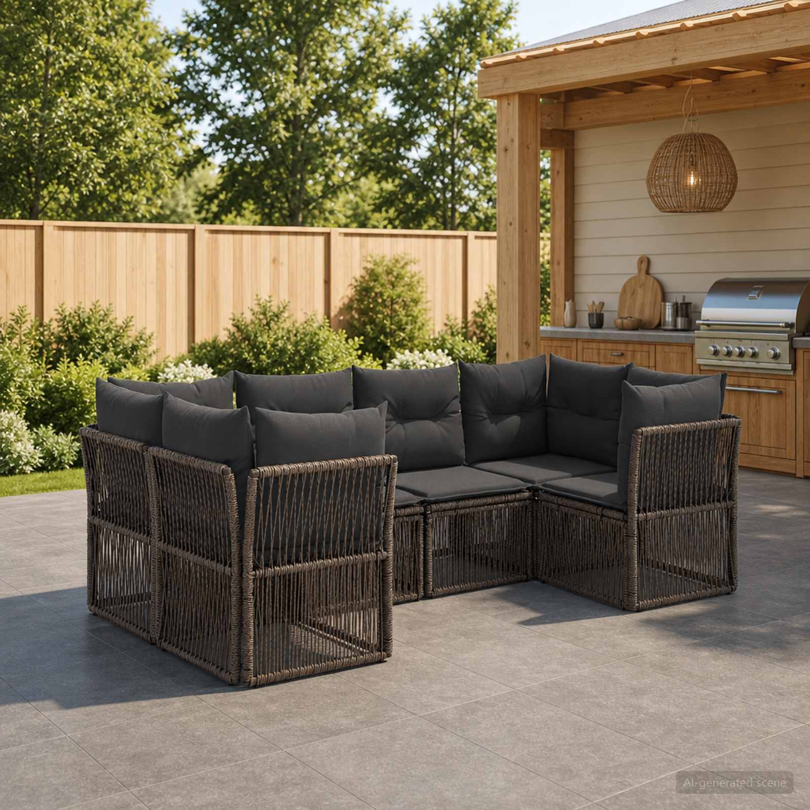 vidaXL Tuinbankenset 6 st 6-Aantal zitplaatsen Zwart poly rattan