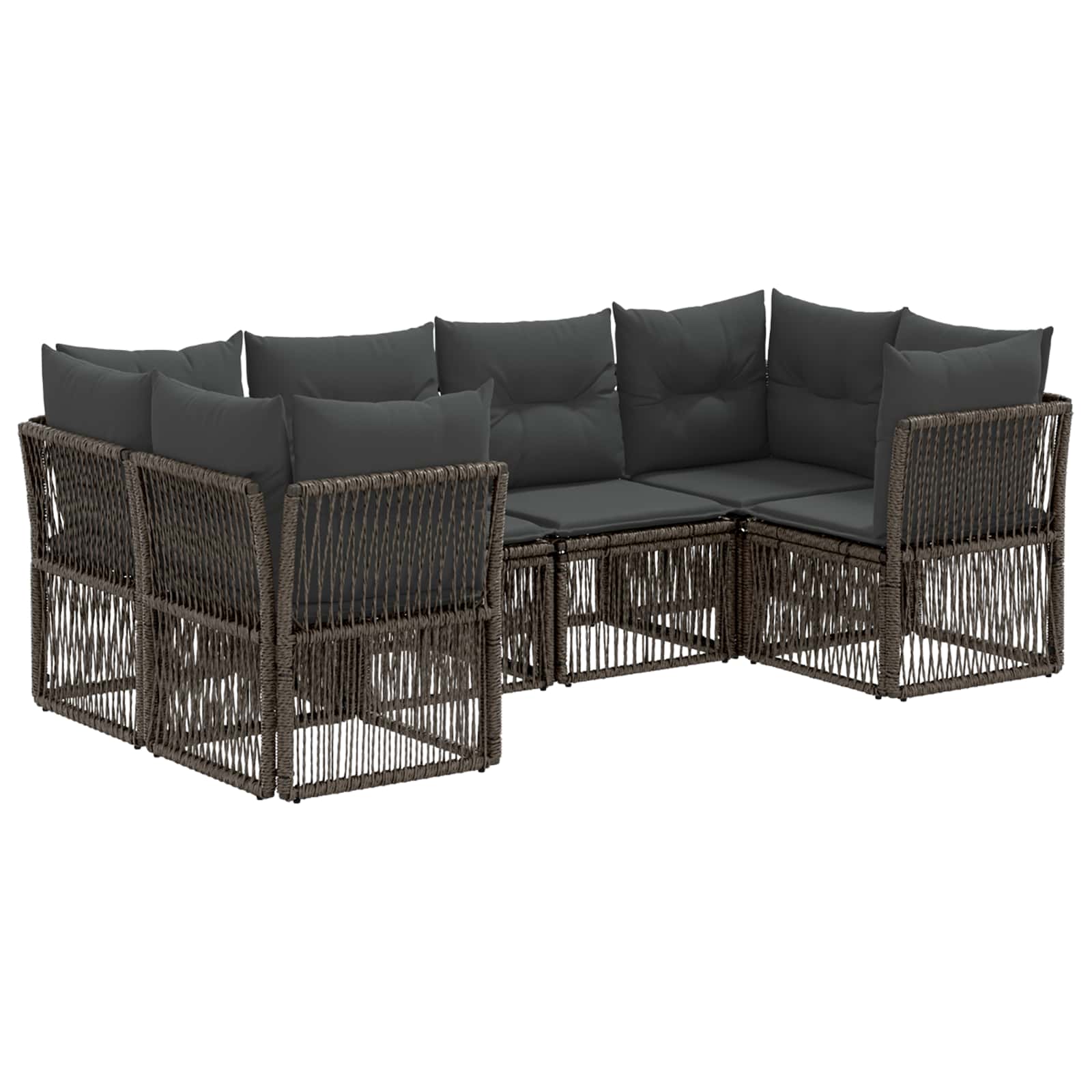 vidaXL Tuinbankenset 6 st 6-Aantal zitplaatsen Zwart poly rattan