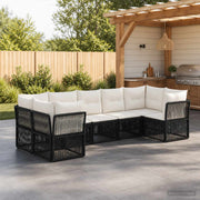 vidaXL Tuinbankenset 7 st 7-Aantal zitplaatsen Zwart poly rattan