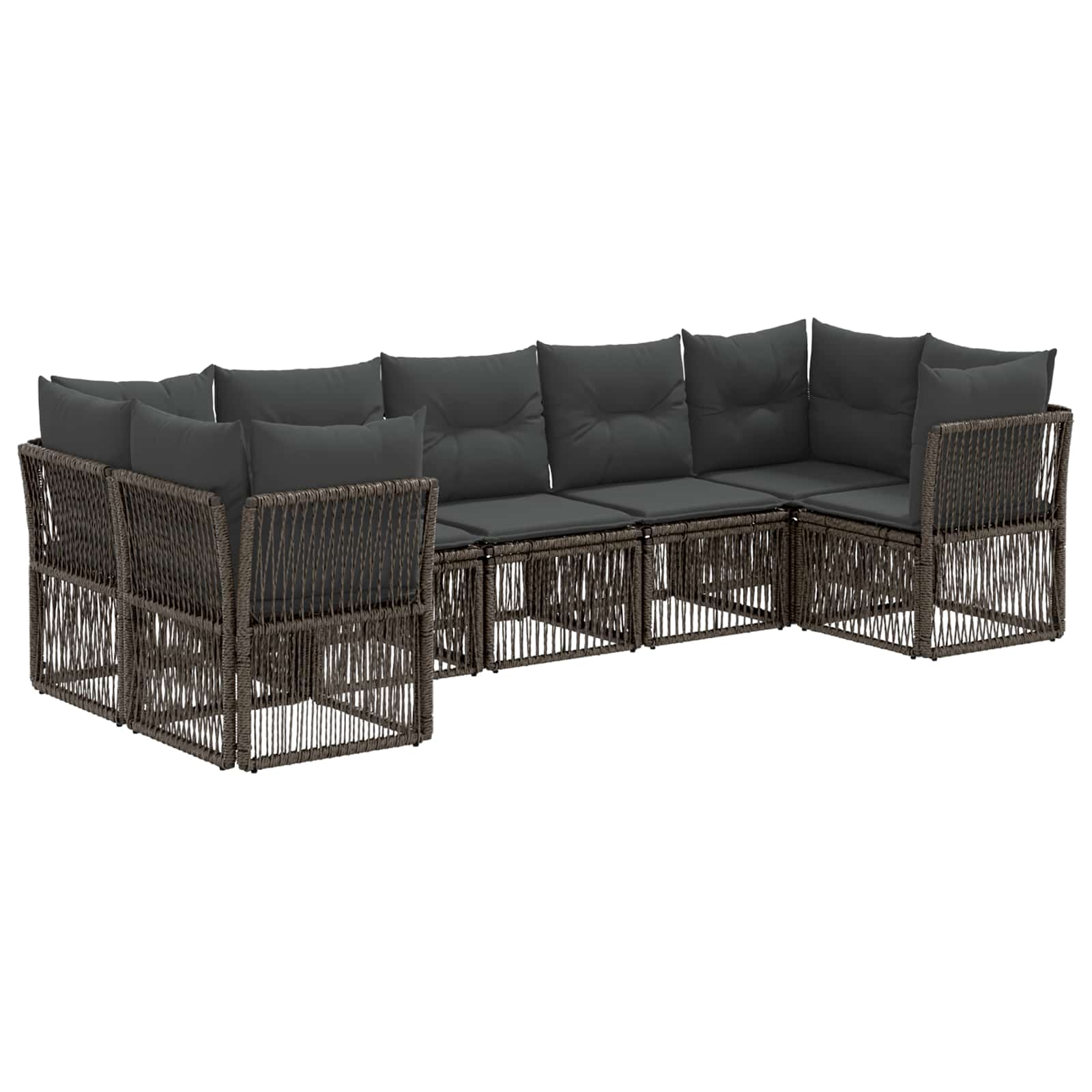 vidaXL Tuinbankenset 7 st 7-Aantal zitplaatsen Zwart poly rattan
