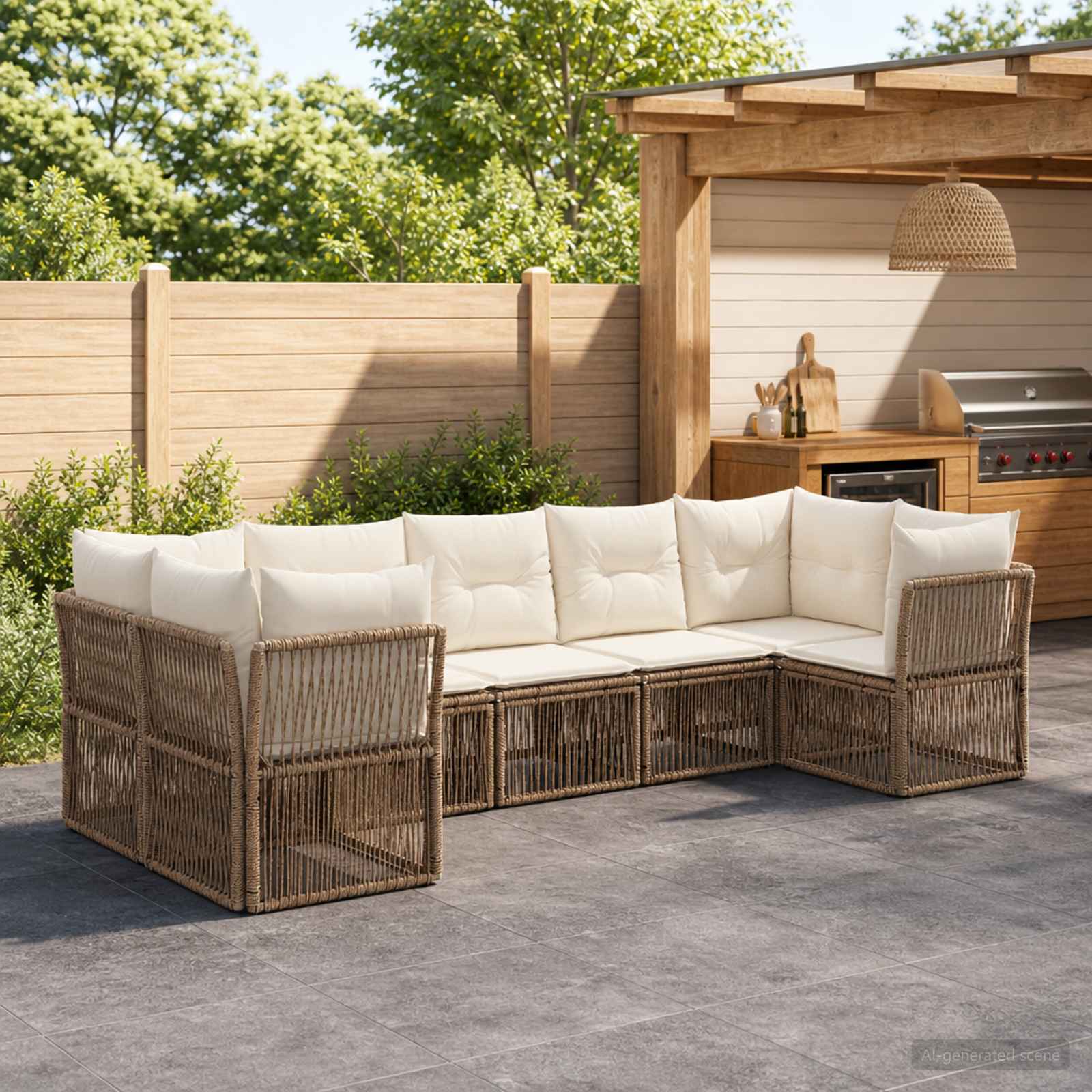 vidaXL Tuinbankenset 7 st 7-Aantal zitplaatsen Zwart poly rattan