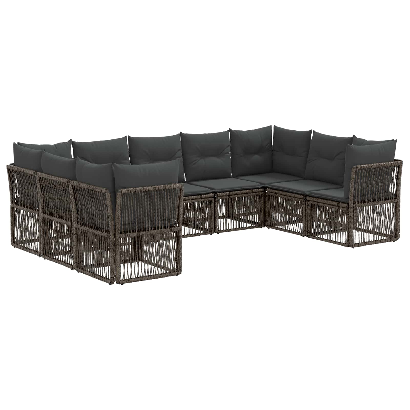 vidaXL Tuinbankenset 10 pcs Zwart poly rattan