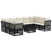 vidaXL Tuinbankenset 10 pcs Zwart poly rattan