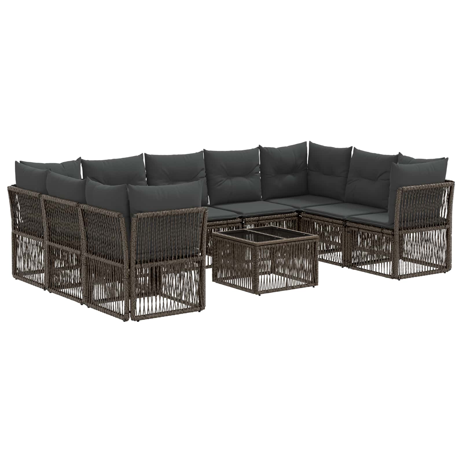 vidaXL Tuinbankenset 10 pcs Zwart poly rattan