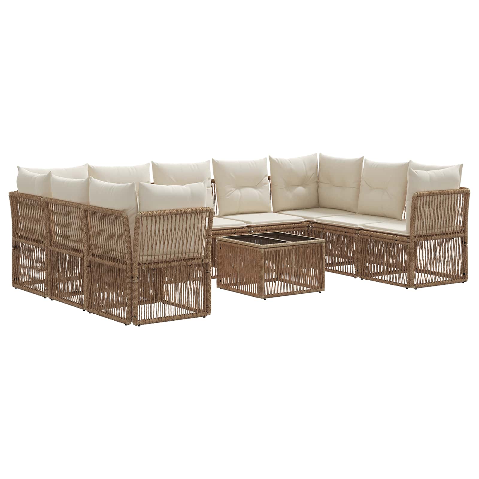 vidaXL Tuinbankenset 10 pcs Zwart poly rattan