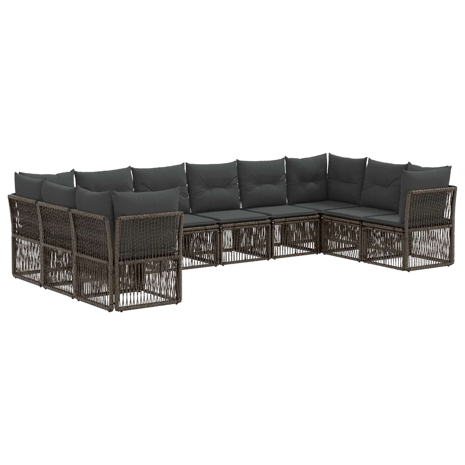 vidaXL Tuinbankenset 11 pcs Zwart poly rattan
