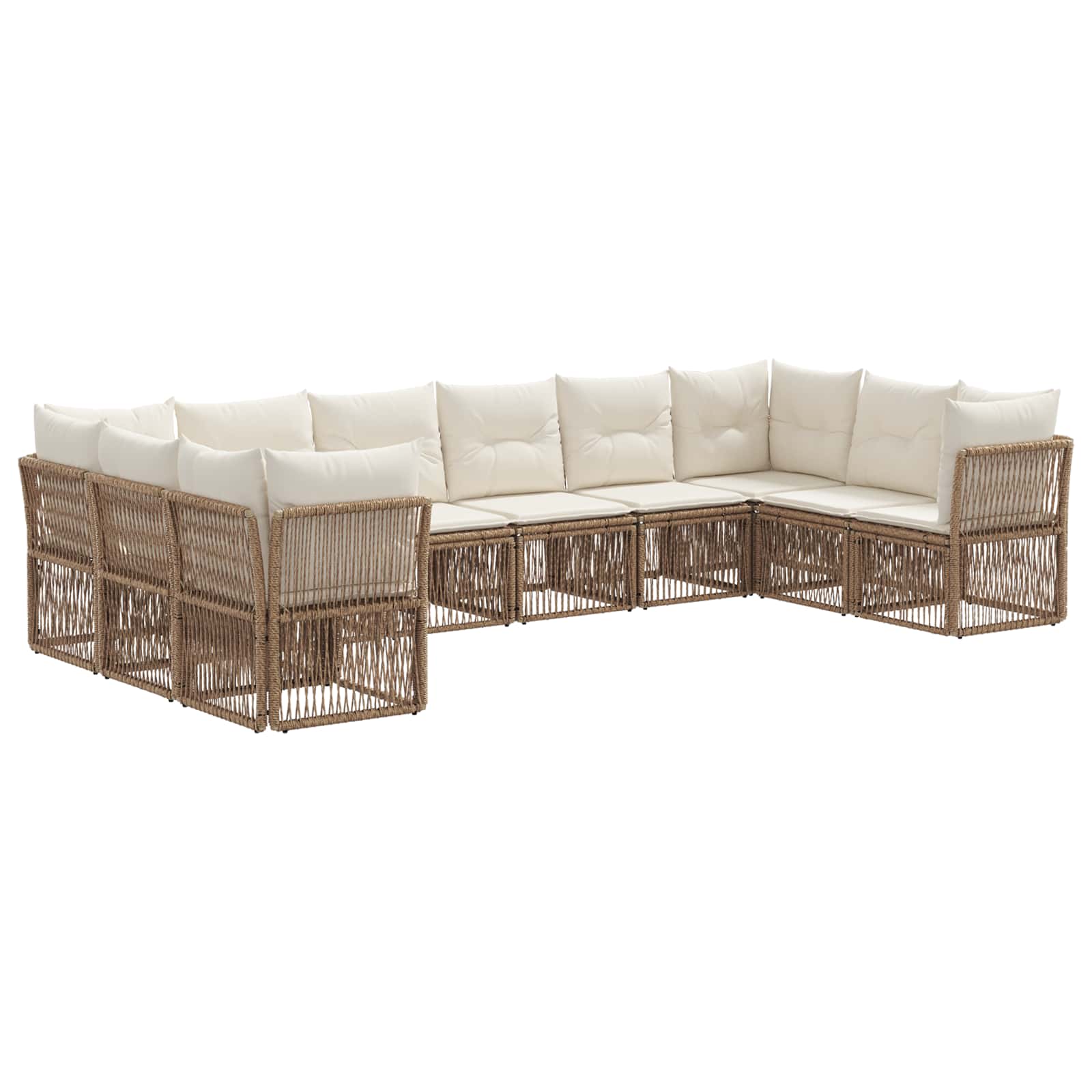 vidaXL Tuinbankenset 11 pcs Zwart poly rattan