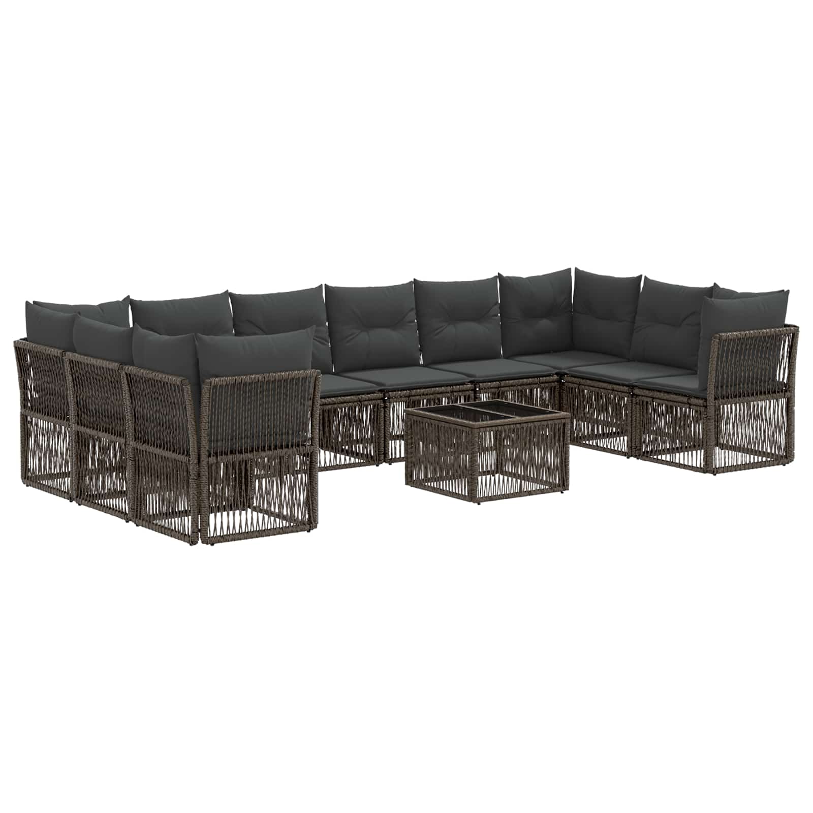 vidaXL Tuinbankenset 11 pcs Zwart poly rattan