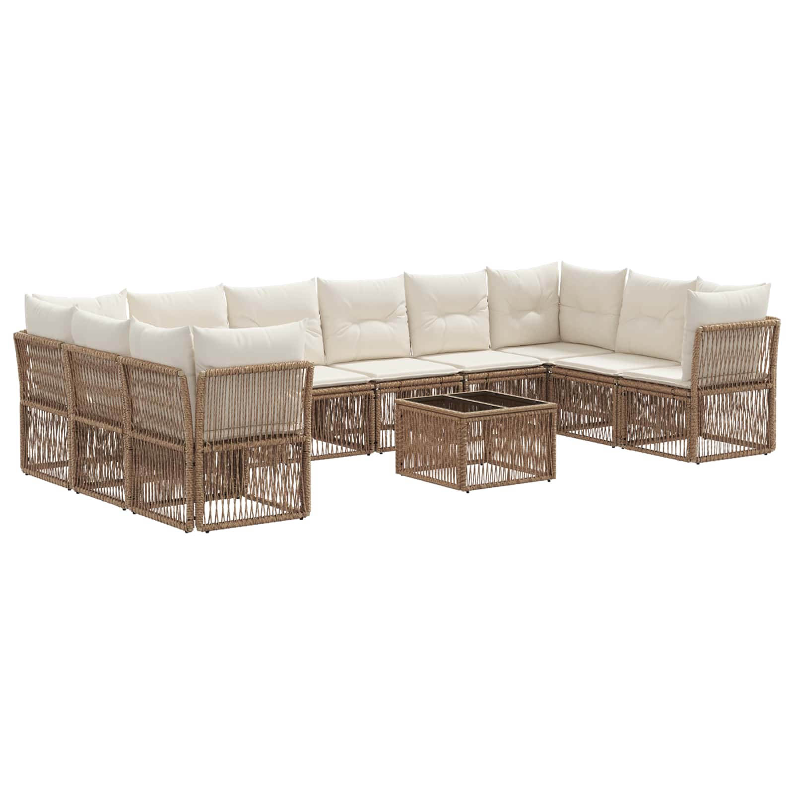 vidaXL Tuinbankenset 11 pcs Zwart poly rattan