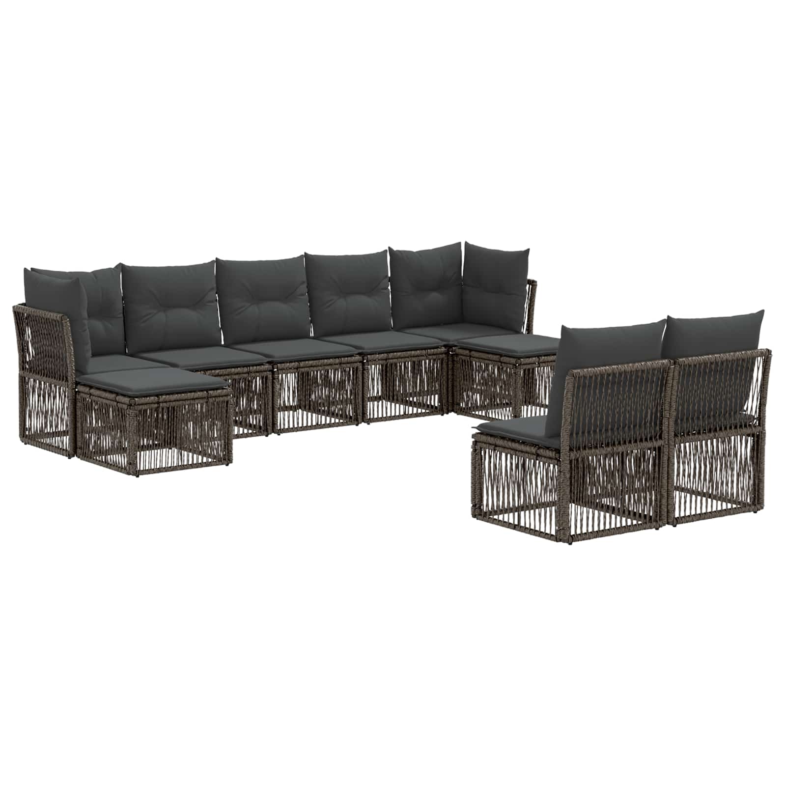 vidaXL Tuinbankenset 10 pcs Zwart poly rattan