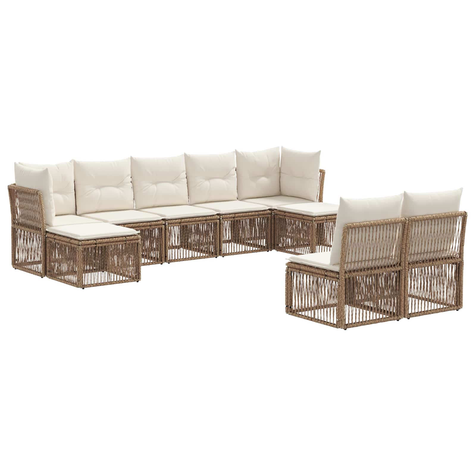 vidaXL Tuinbankenset 10 pcs Zwart poly rattan