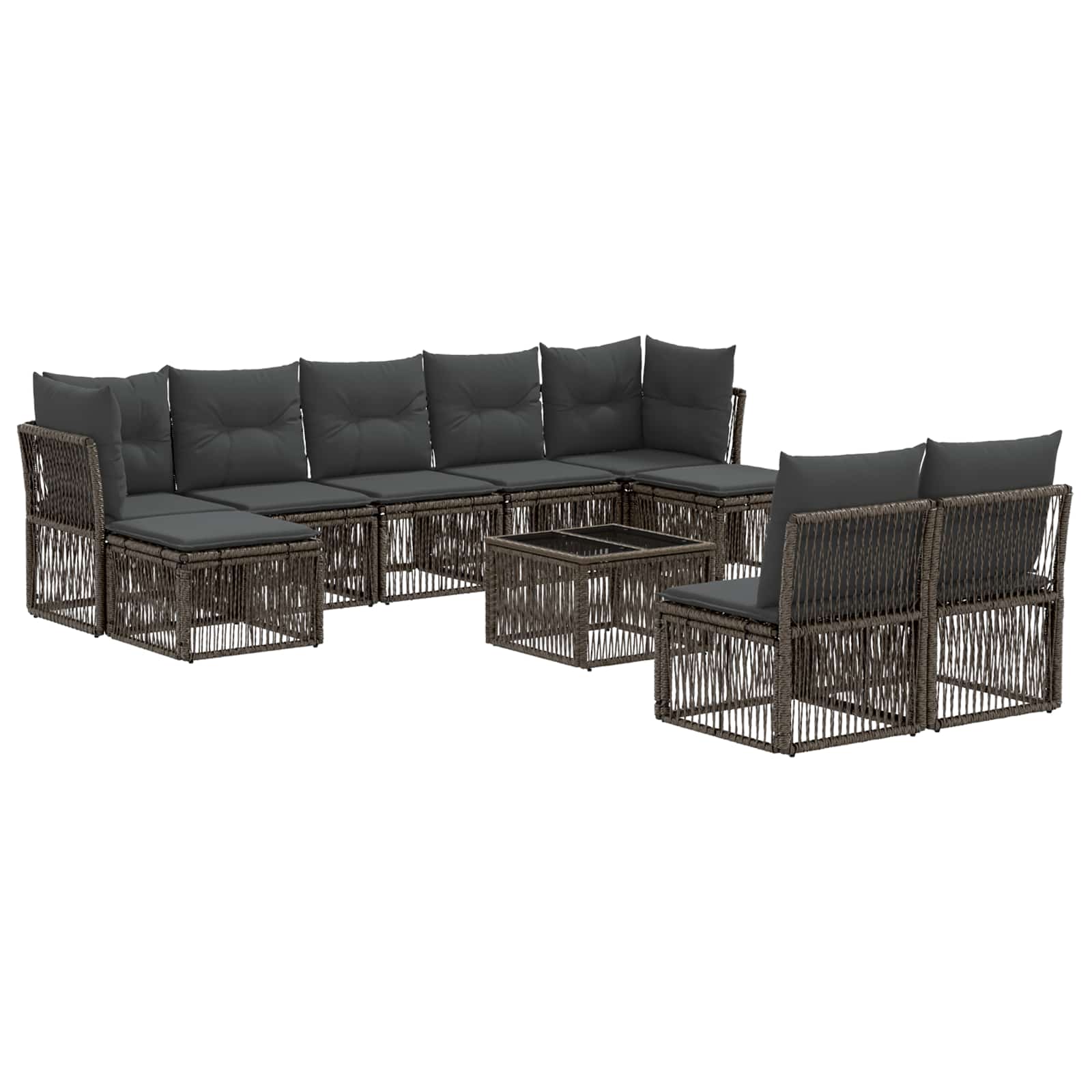 vidaXL Tuinbankenset 10 pcs Zwart poly rattan