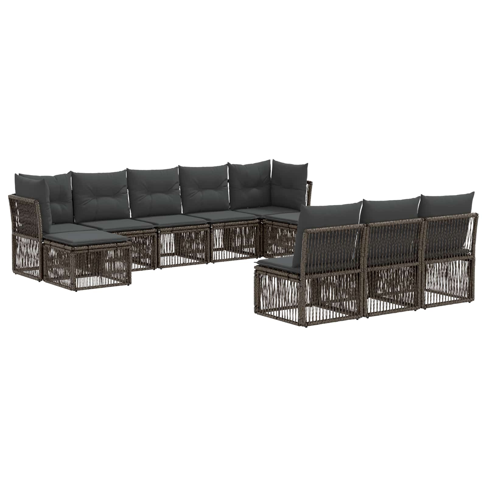 vidaXL Tuinbankenset 11 pcs Zwart poly rattan