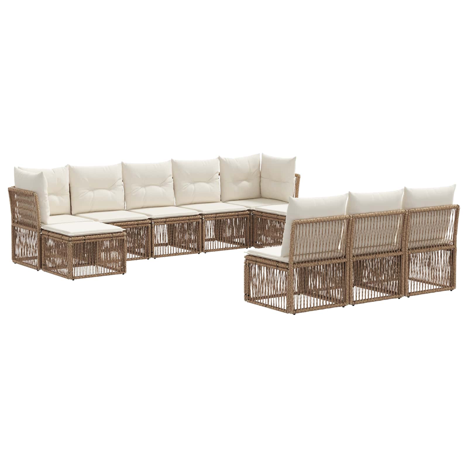 vidaXL Tuinbankenset 11 pcs Zwart poly rattan